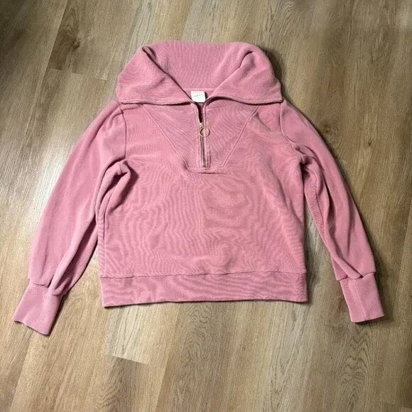 Varley Vine Half-Zip Pullover size L large pink rose gold zip sweatshirt - Picture 5 of 10